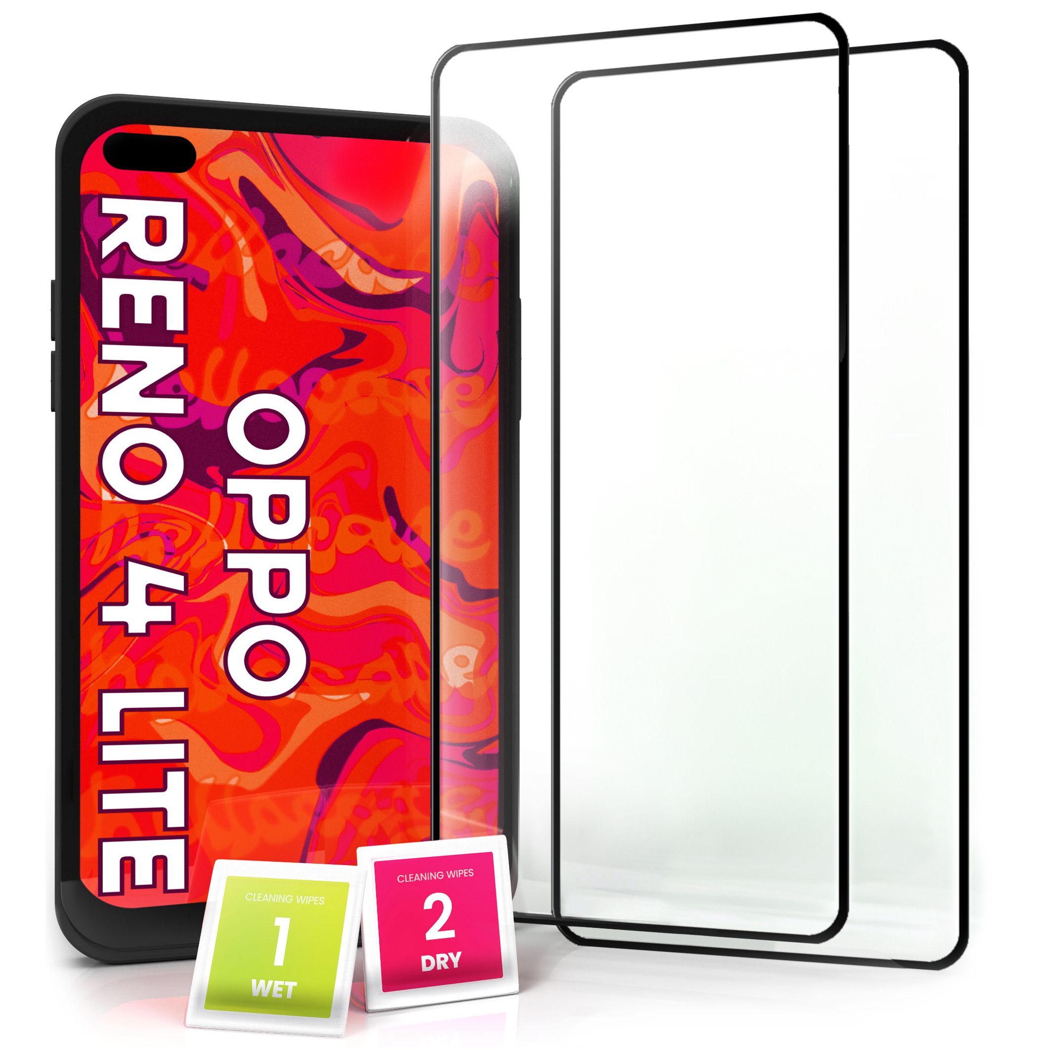  2 pcs. tempered glass - oppo reno 4 f / reno 4 lite / reno 4 se (full, 5d)