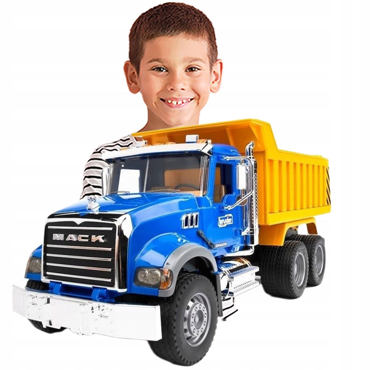  Rypadlo pro děti stavební vozidlo mack s přívěs bruder auta hračky