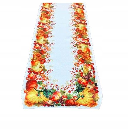  Autumn table runner on the table 60x120 cm yellow orange color squirrel hedgehog