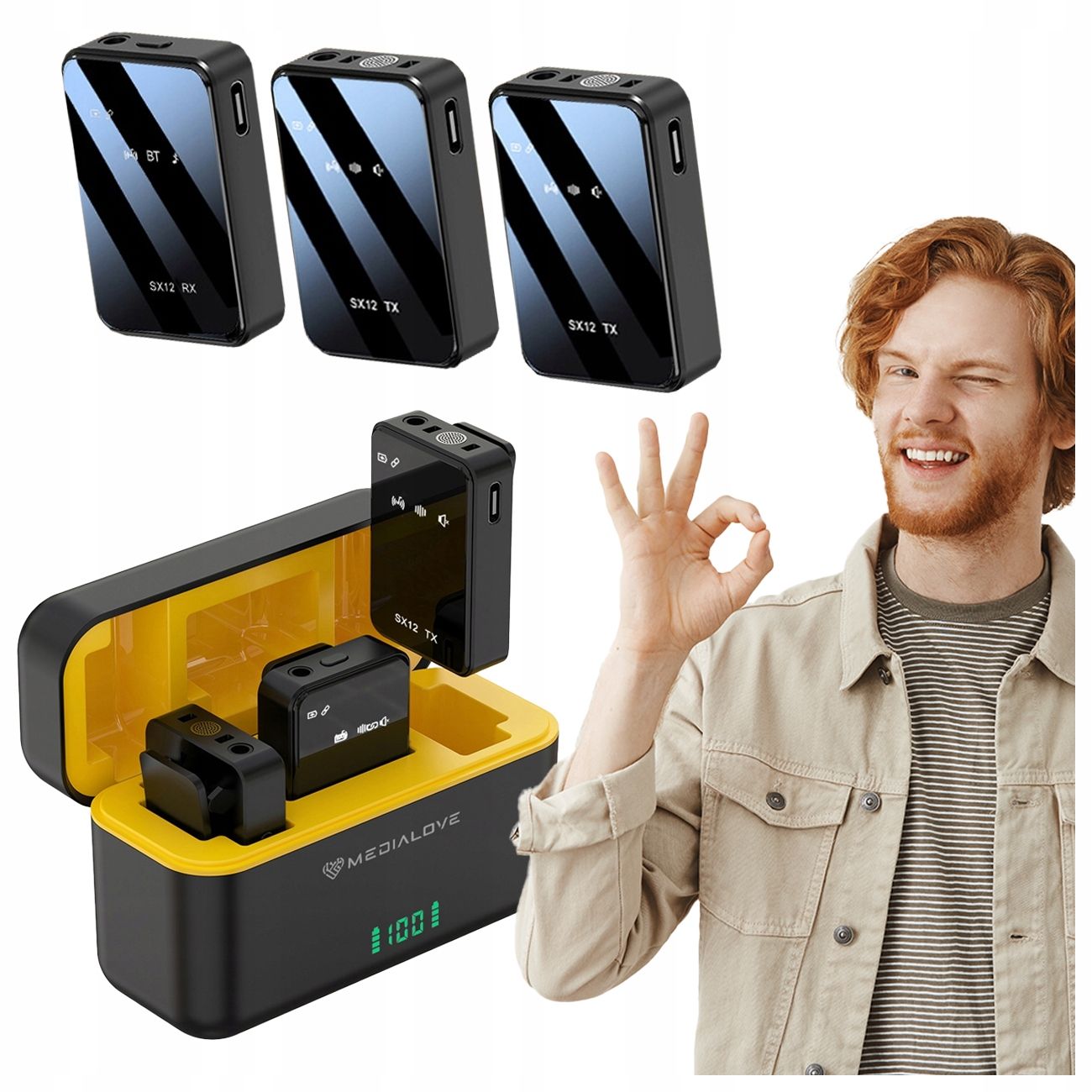  Bezdrátový mikrofony prostorný vazby usb-c android iphone magnet