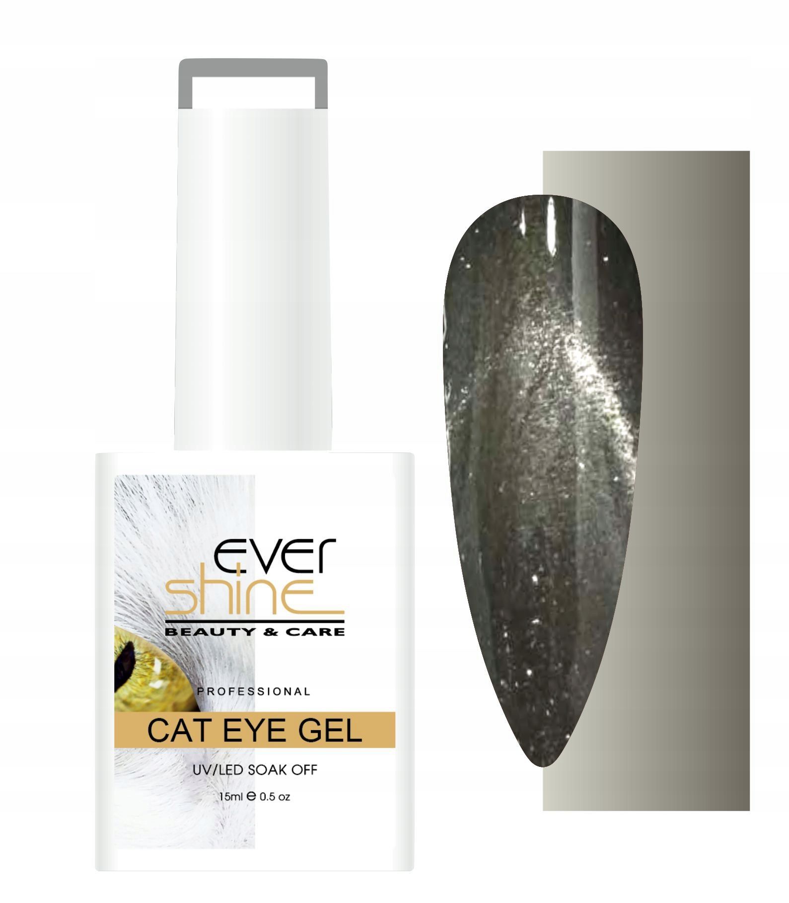  Cat eye hybrid-nagellack champagnerfarbe golden mit silber in partikeln evershine
