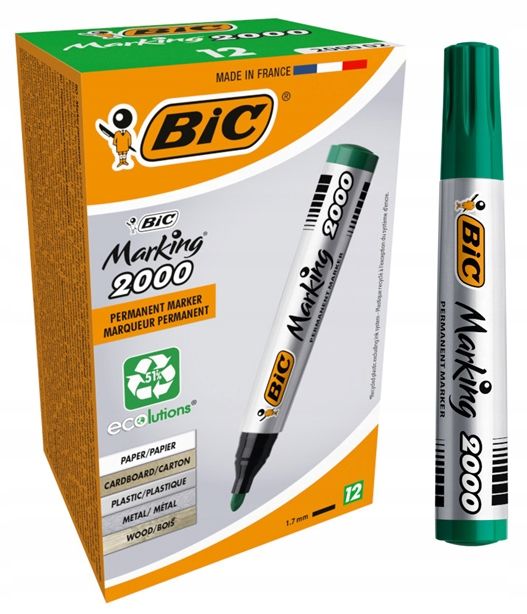  Bic permanentná fixka 2300 červený zastrihnutý hrot alkoholický marker