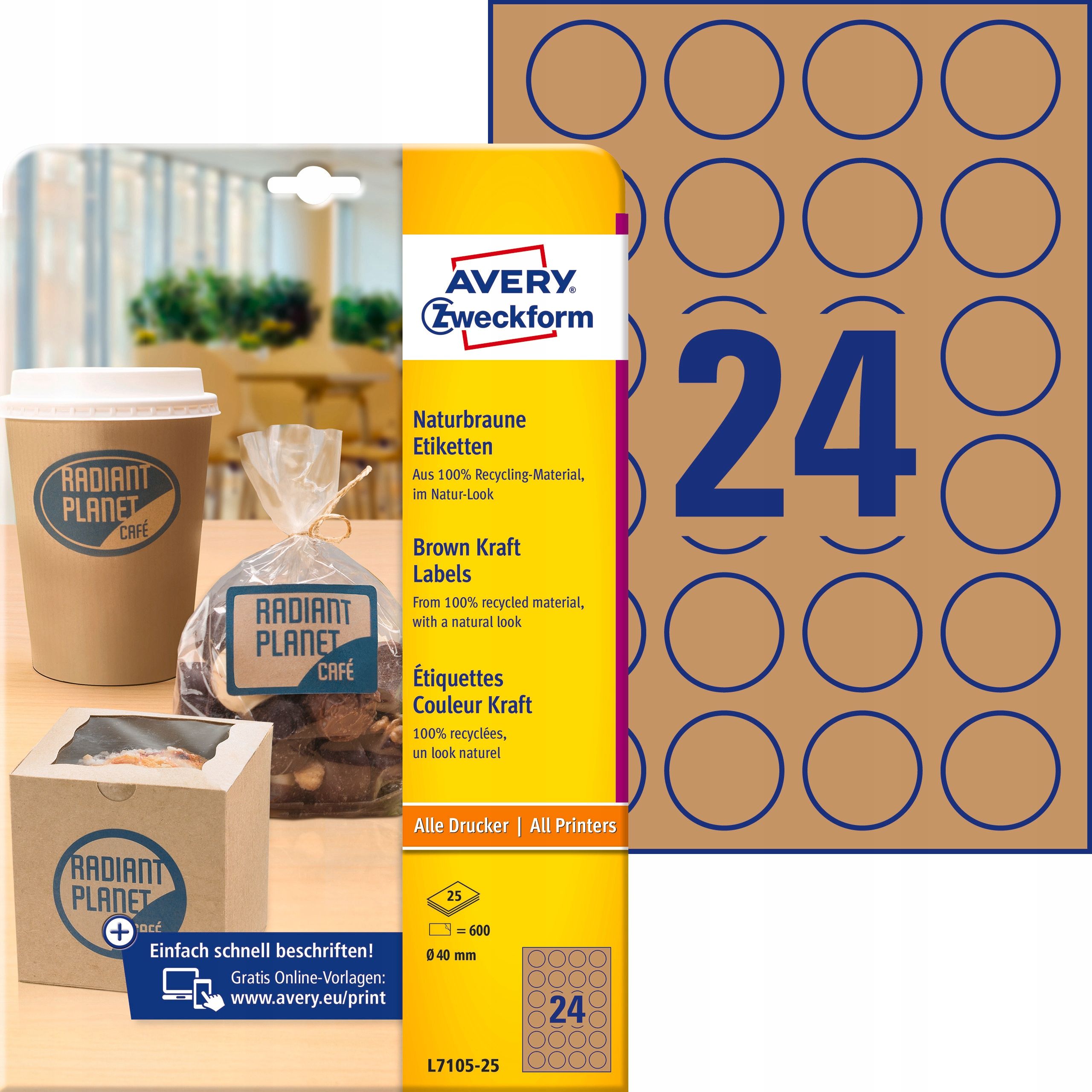  Etiķetes avery 3005riteņi punkti 18mm zils