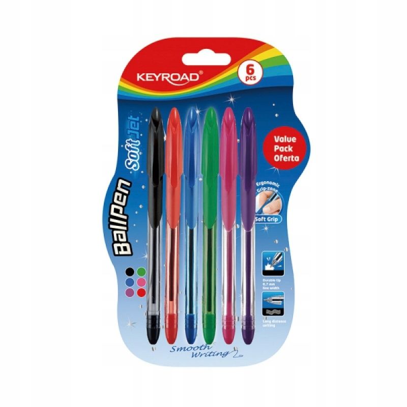  Tušinukas ball pen soft jet minkštas laikiklis 0,7mm 3 vnt.