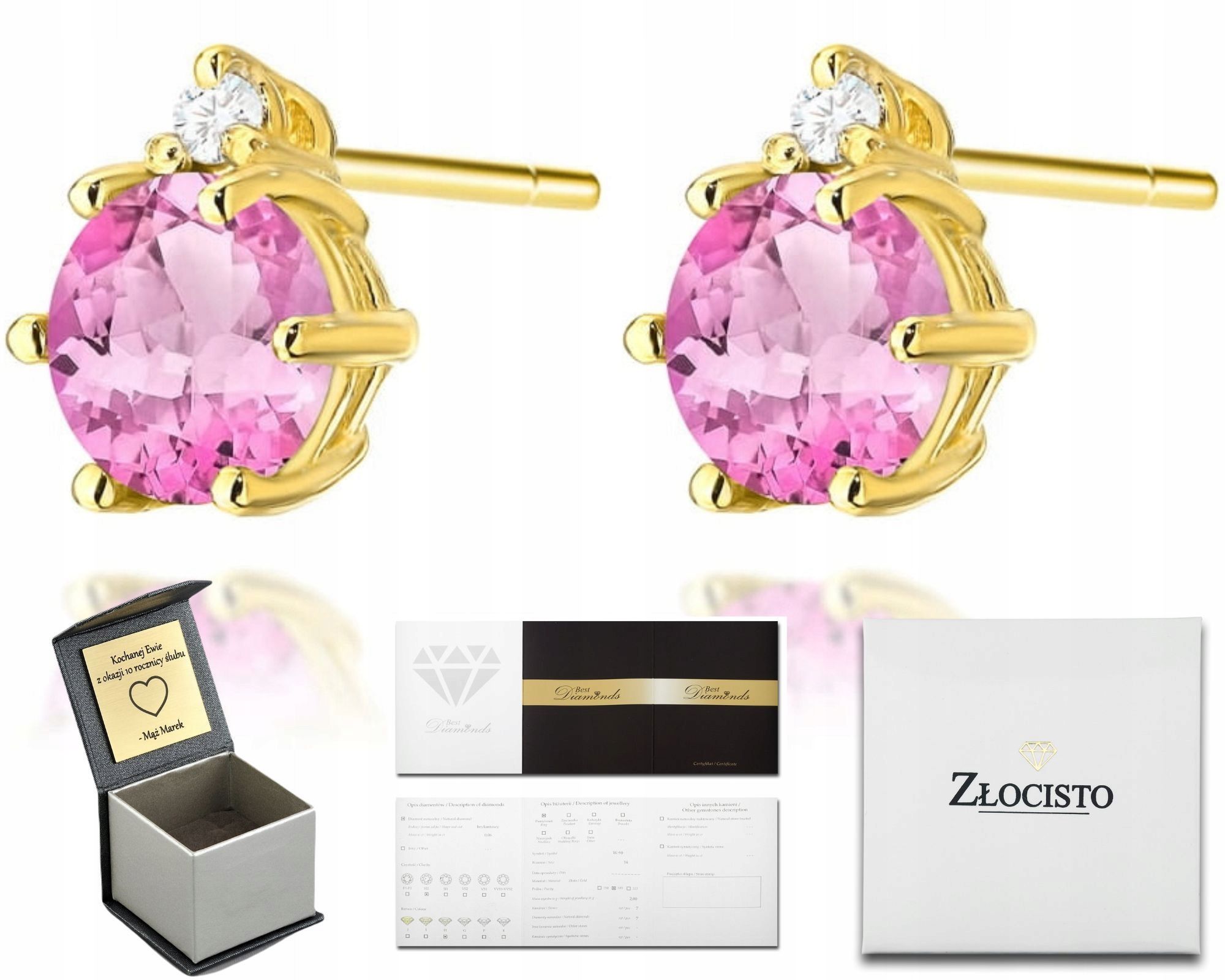  Zlaté náušnice topaz london blue diamanty ceruzka zlato 585 14k