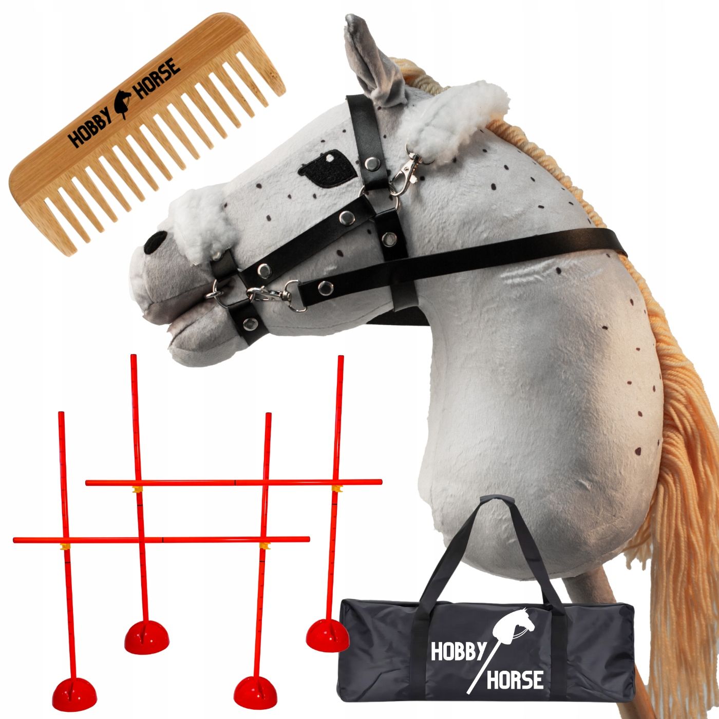  Komplektas hobbis horse arklys su kotu a3 2x kliūtis šokinėjimui 120cm šukos