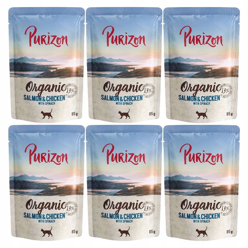  Purizon organic konservi lasis cālis spināti 6x85g kaķim