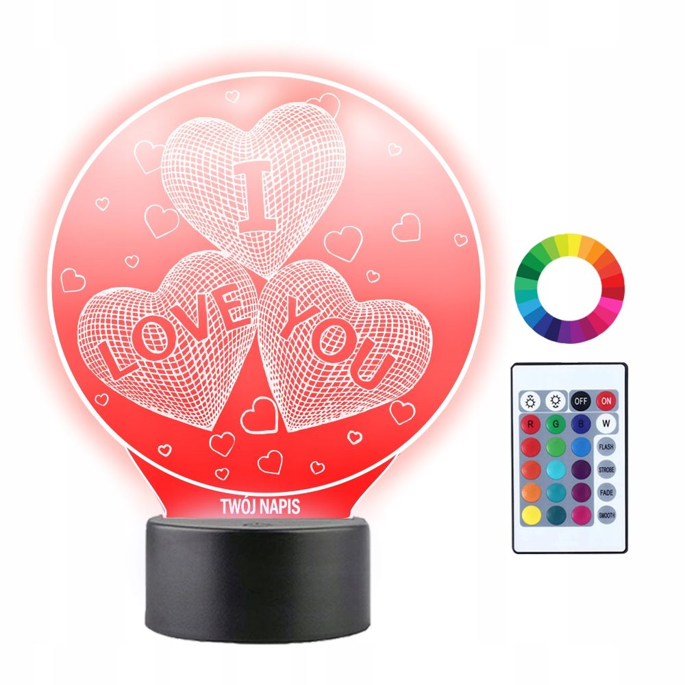  3d nakts gaisma led par dāvanu valentīna diena gravēšana