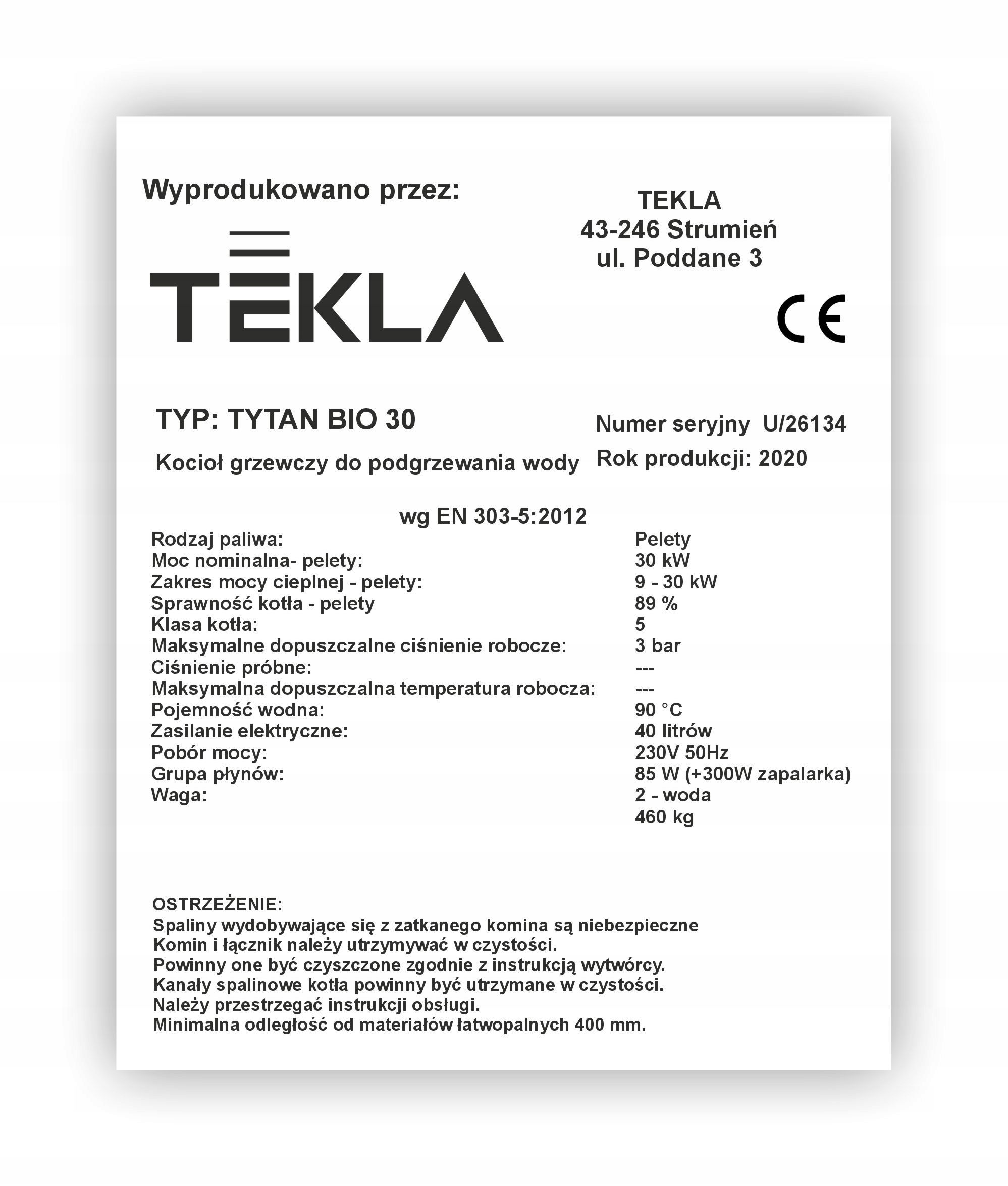  Nameplate sticker on heating boiler kolton others wtornik