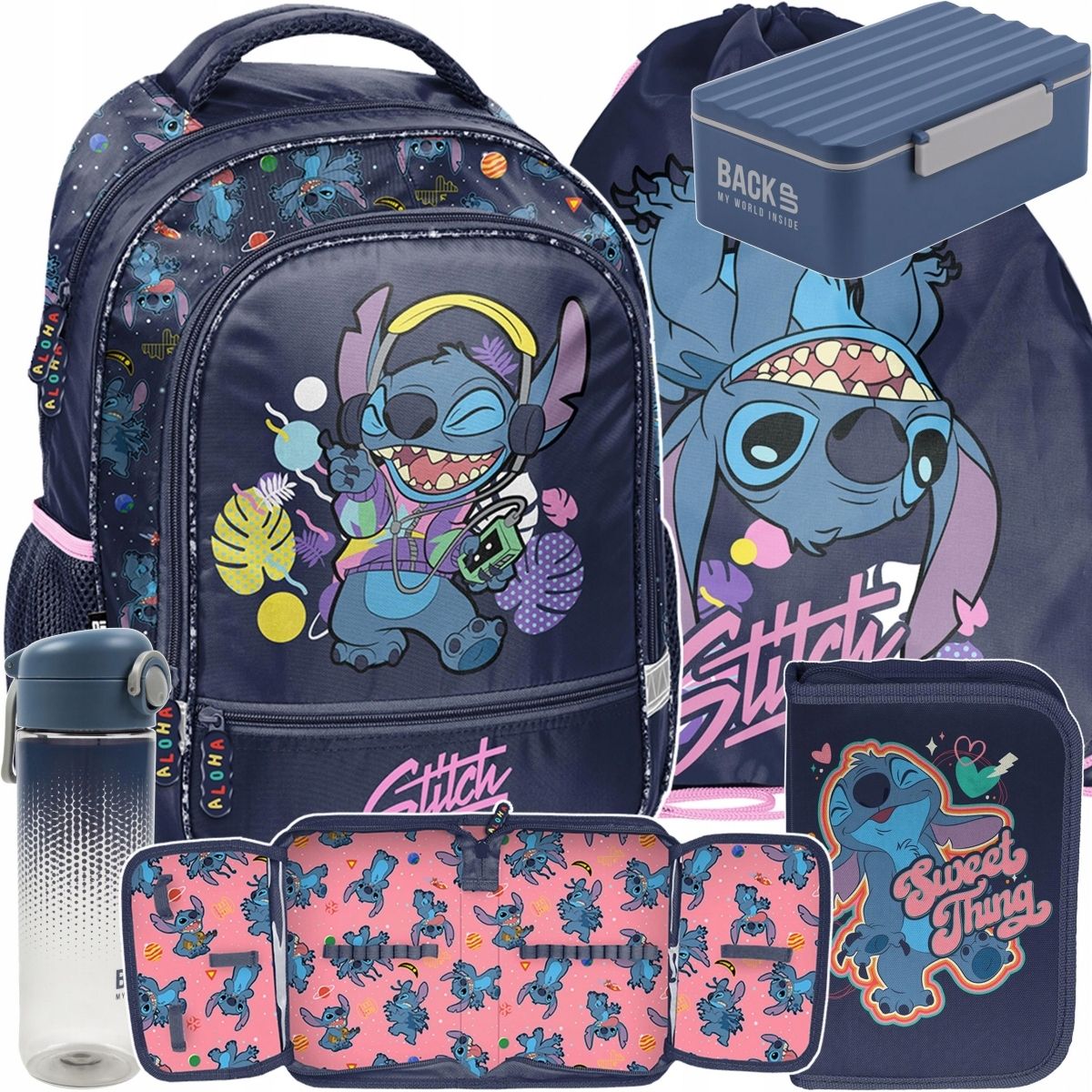  Stitch garnitur 6 elem. rucksack zur schule stich für mädchen in klassen 1-4 paso