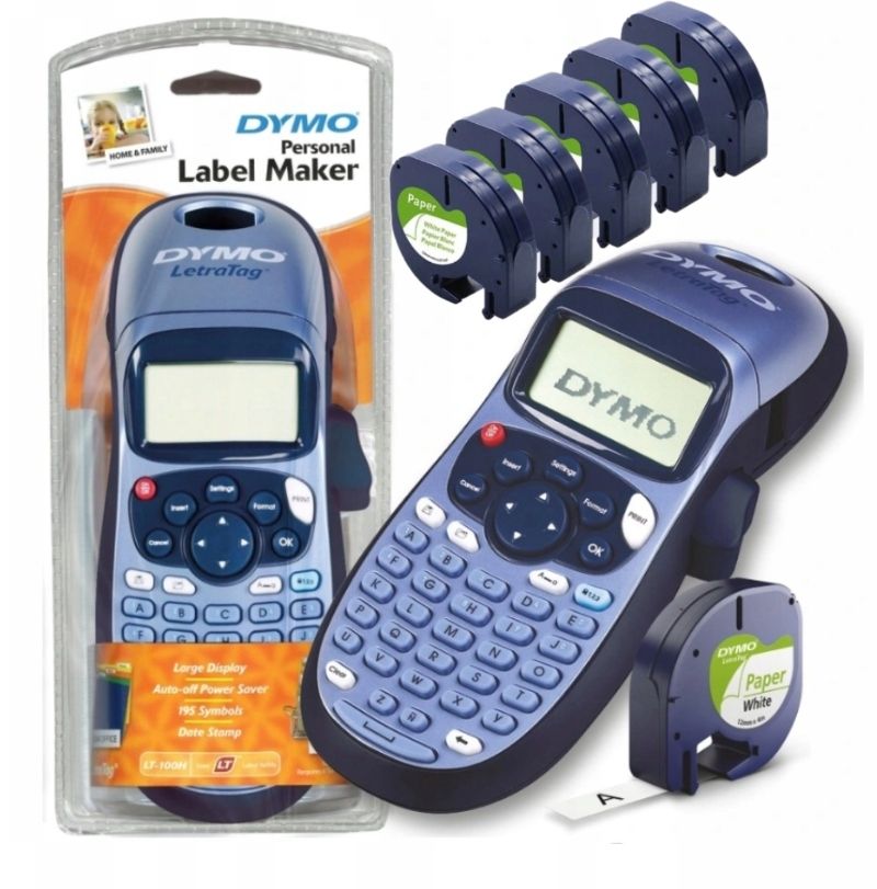  Etikettendrucker dymo lm160 label manager + 2 bänder d1 45013 12mm/biale