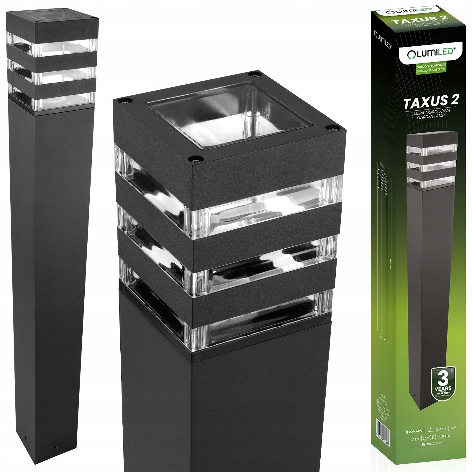  Dārza lampa kolonnu ārējs stāvus e27 led ar kontaktligzdu taxus 2 80cm