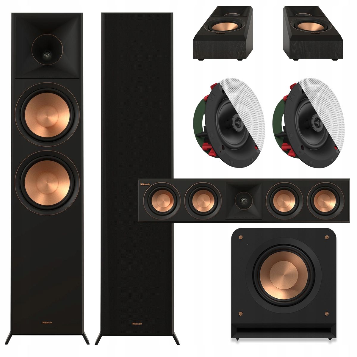  Klipsch rp-8000f ii + cs-18c + rp-504c + 500sa + rp-1200sw množina kiná 7.1