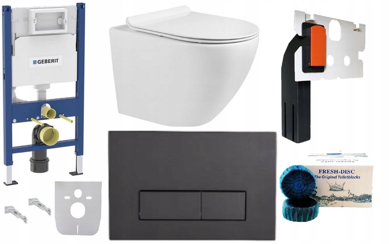  Wc rāmja komplekts geberit + atslēga + tualetes pods melns matēts + dēlis w/o+fresh