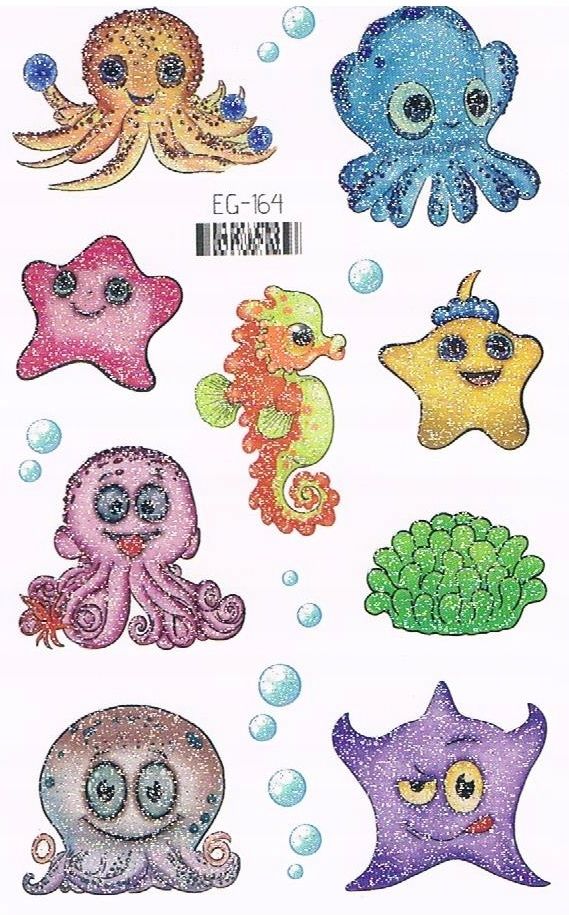  Washable tattoo shiny for children fish fish marine