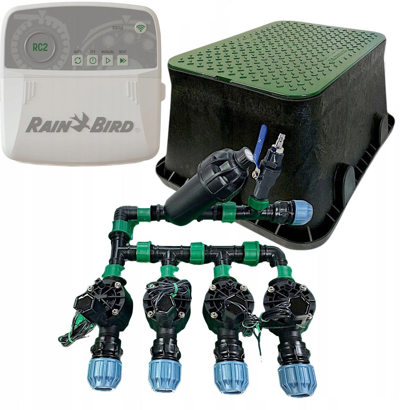  Set automatic irrigation garden 4 sections 12 sprinklers + box