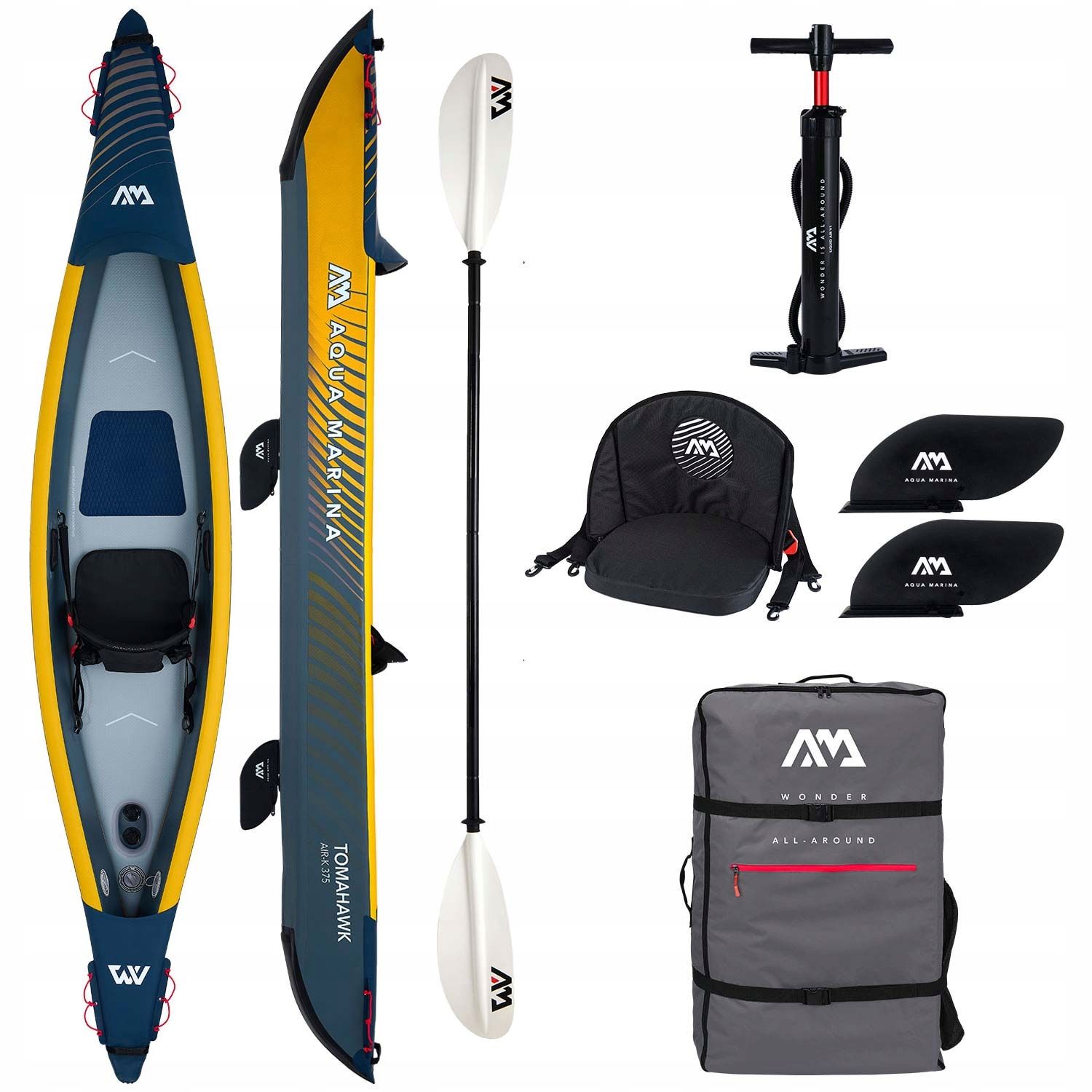  Inflatable kayak aqua marina tomahawk air-k375 375 cm + paddle kp-1