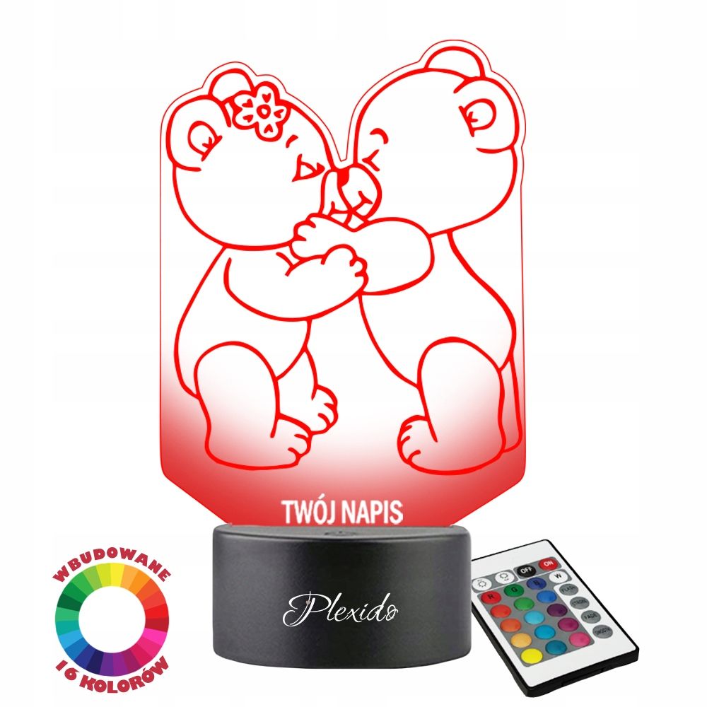  3d nakts gaisma led par dāvanu valentīna diena gravēšana