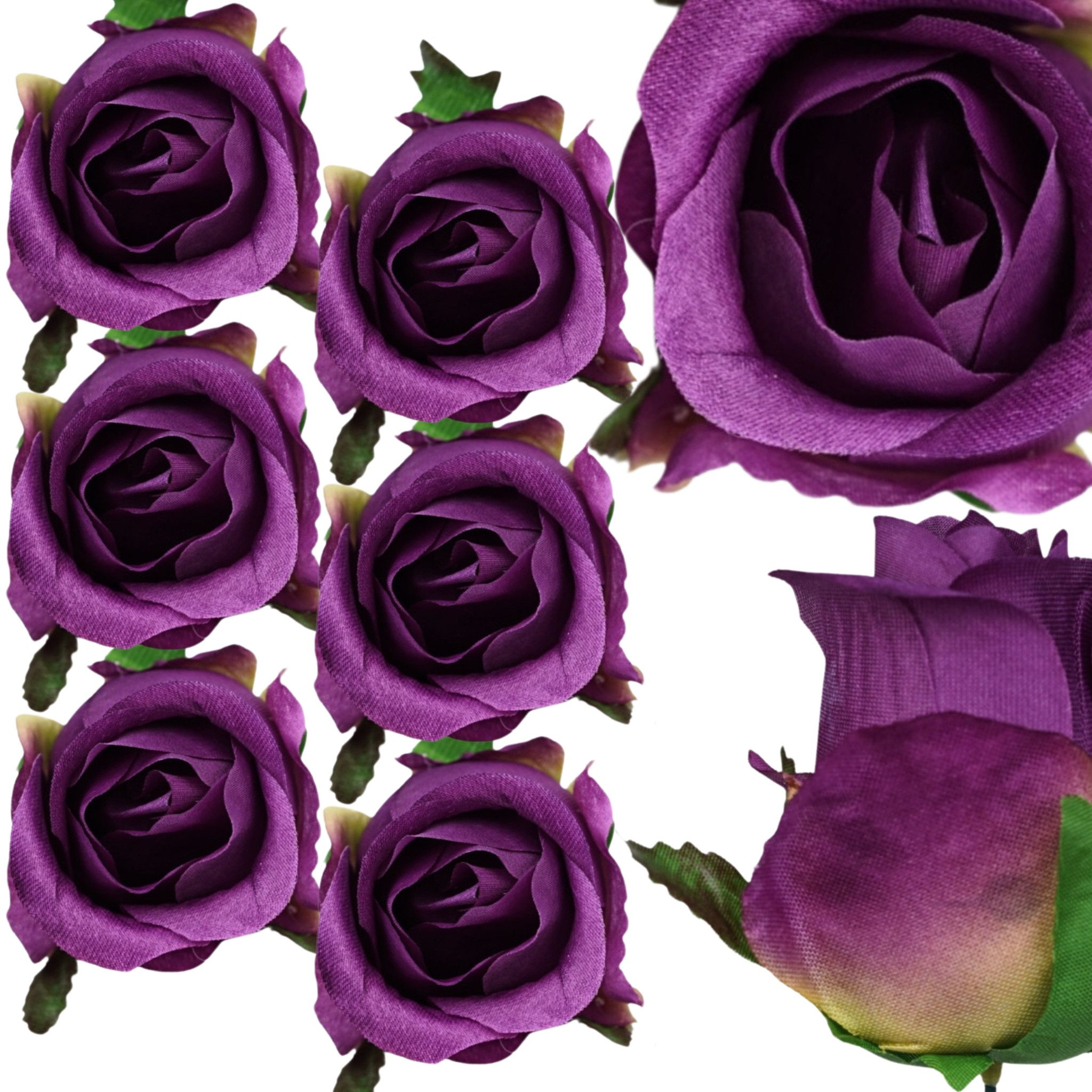  6x dirbtinės gėlės rožė wyrobowa galva komplektas 10cm violetinė
