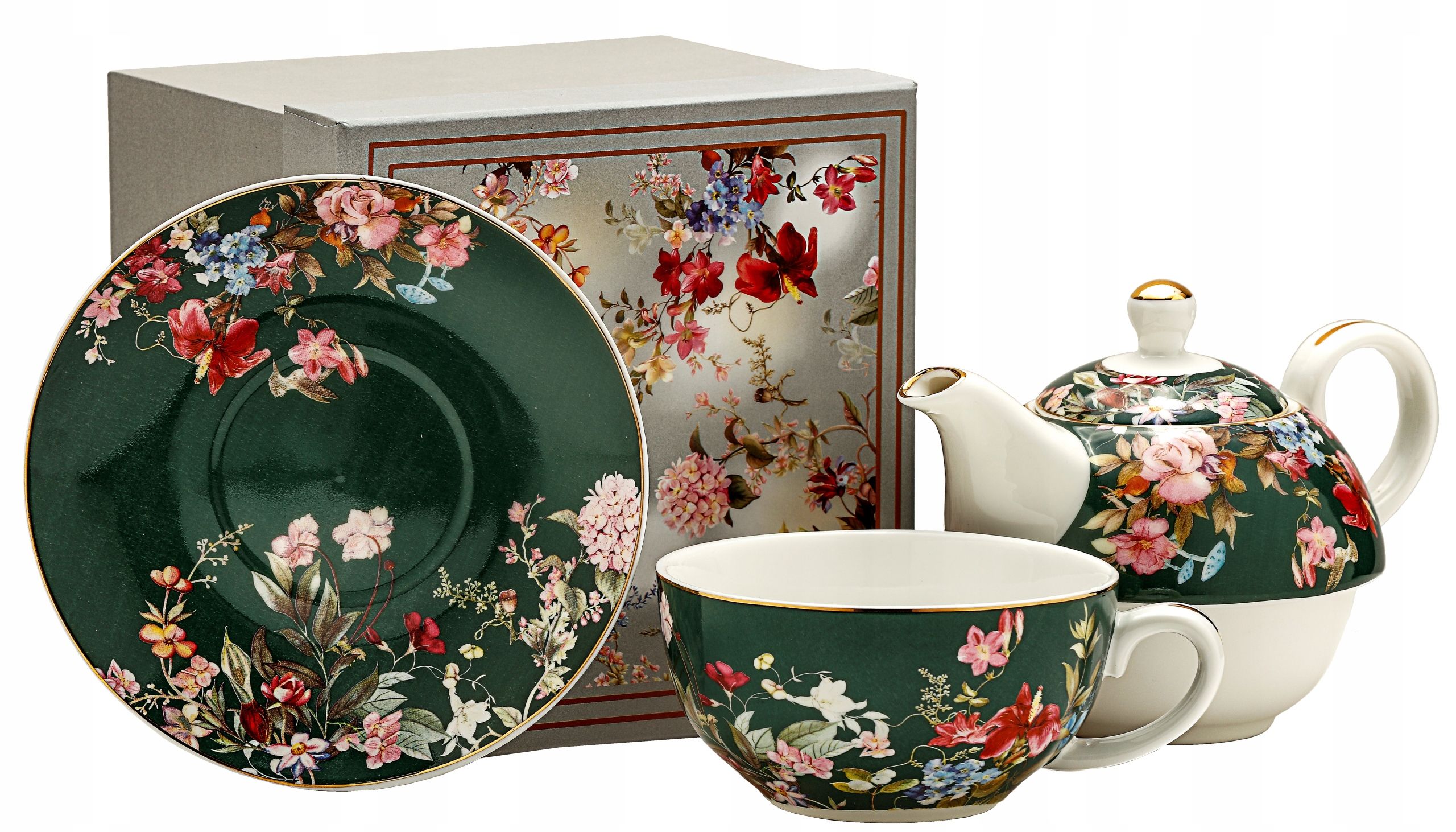 Porcelāna krūze balts lielu 420ml ar ziediem ar šķīvi roze jumbo