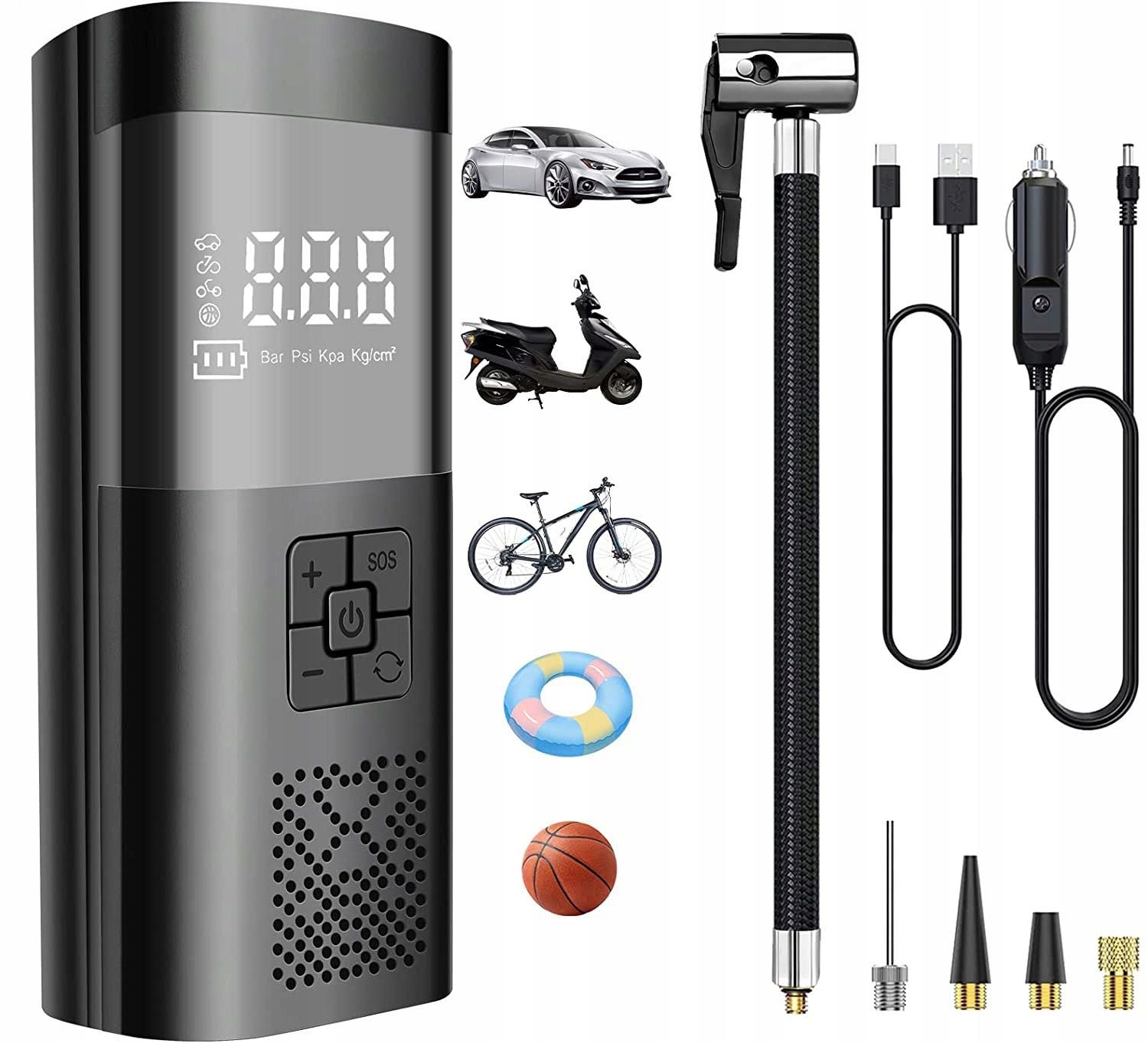  Elektrické čerpadlo vzduch přenosný 4500 mah 150psi 10,3 bara 70db dc 12v