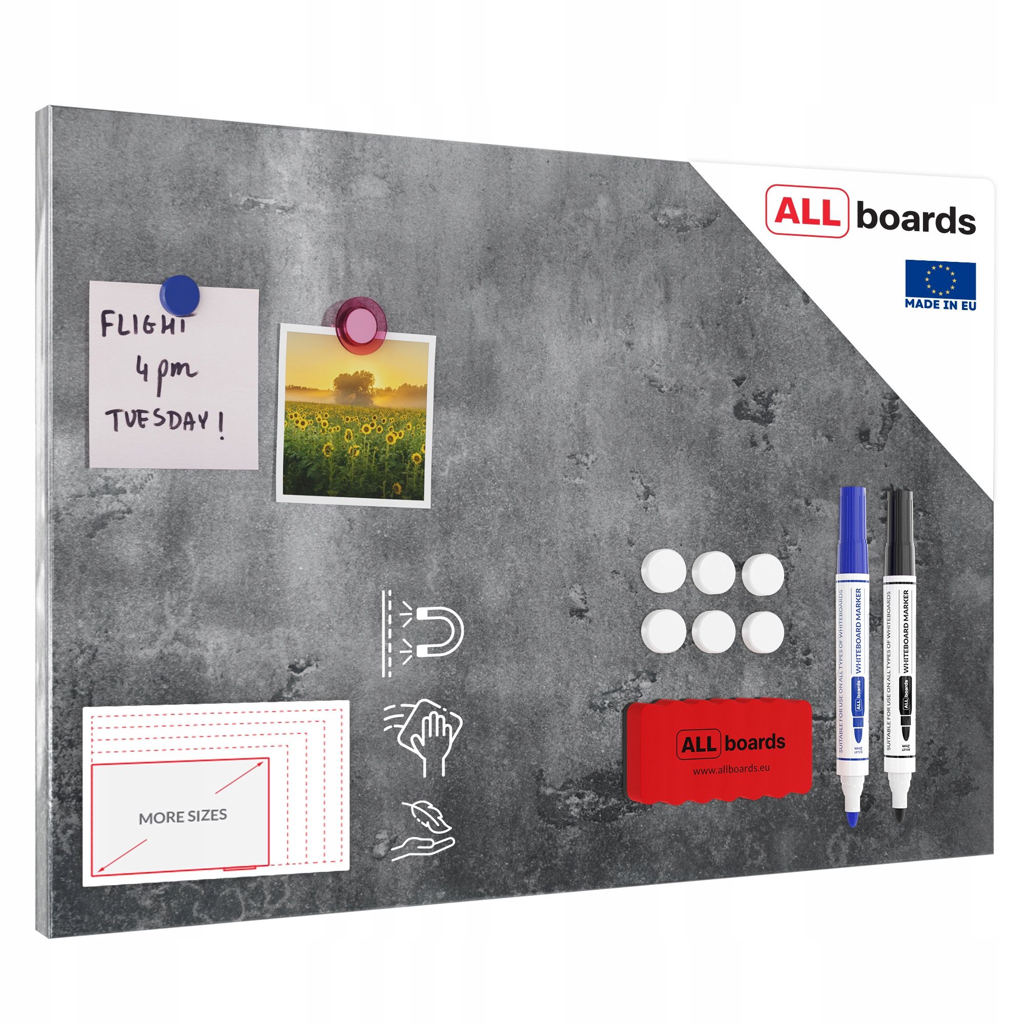  Dēlis ar magnētiem metalboards, tumšs akmens 60x40 cm + kopa gratisow