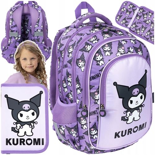  Skolas mugursoma 4 nodaļas meitenei st.majewski trusis violet kuromi