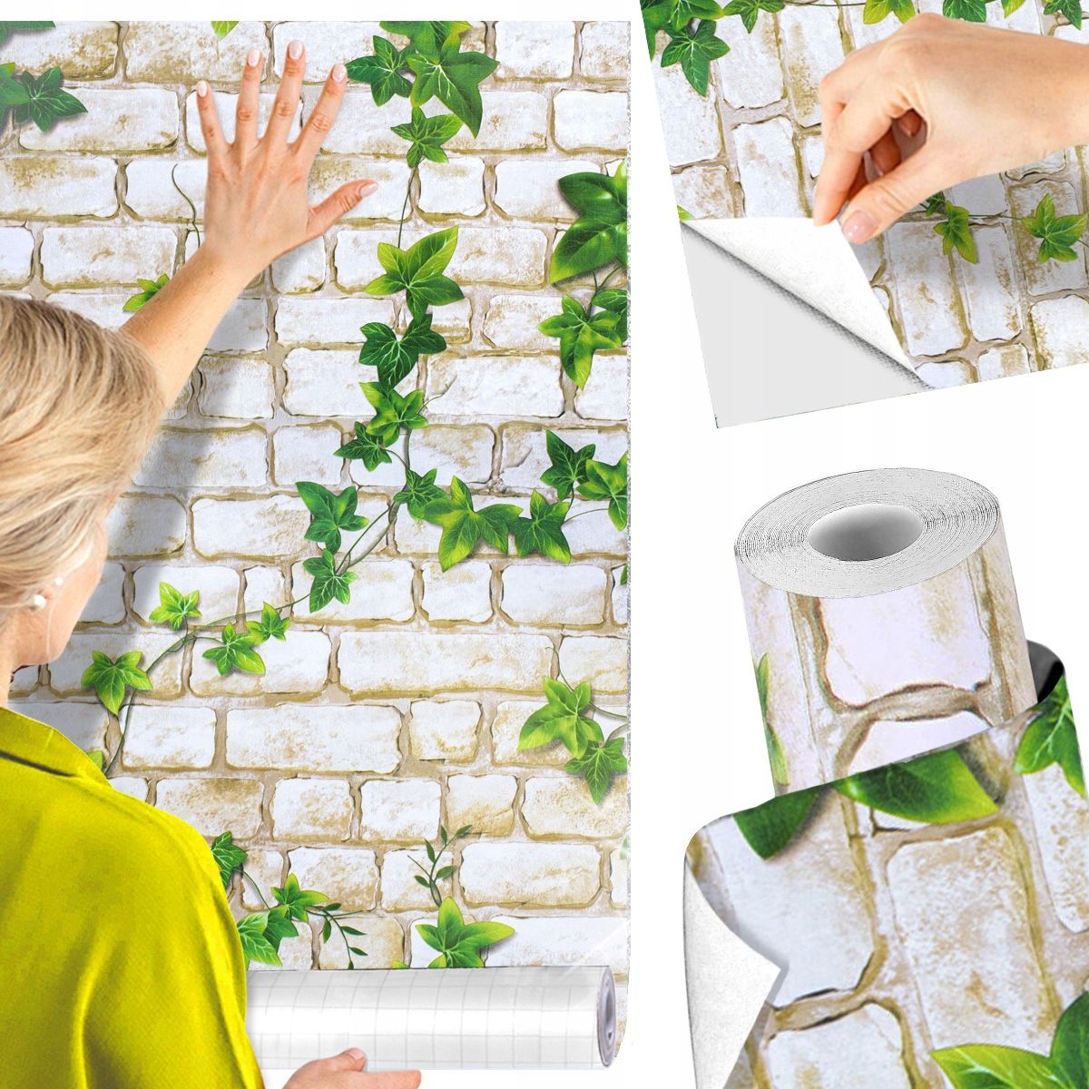  Lipnūs tapetai plėvelė vinilo akmuo efektas 3d imitacija 10m