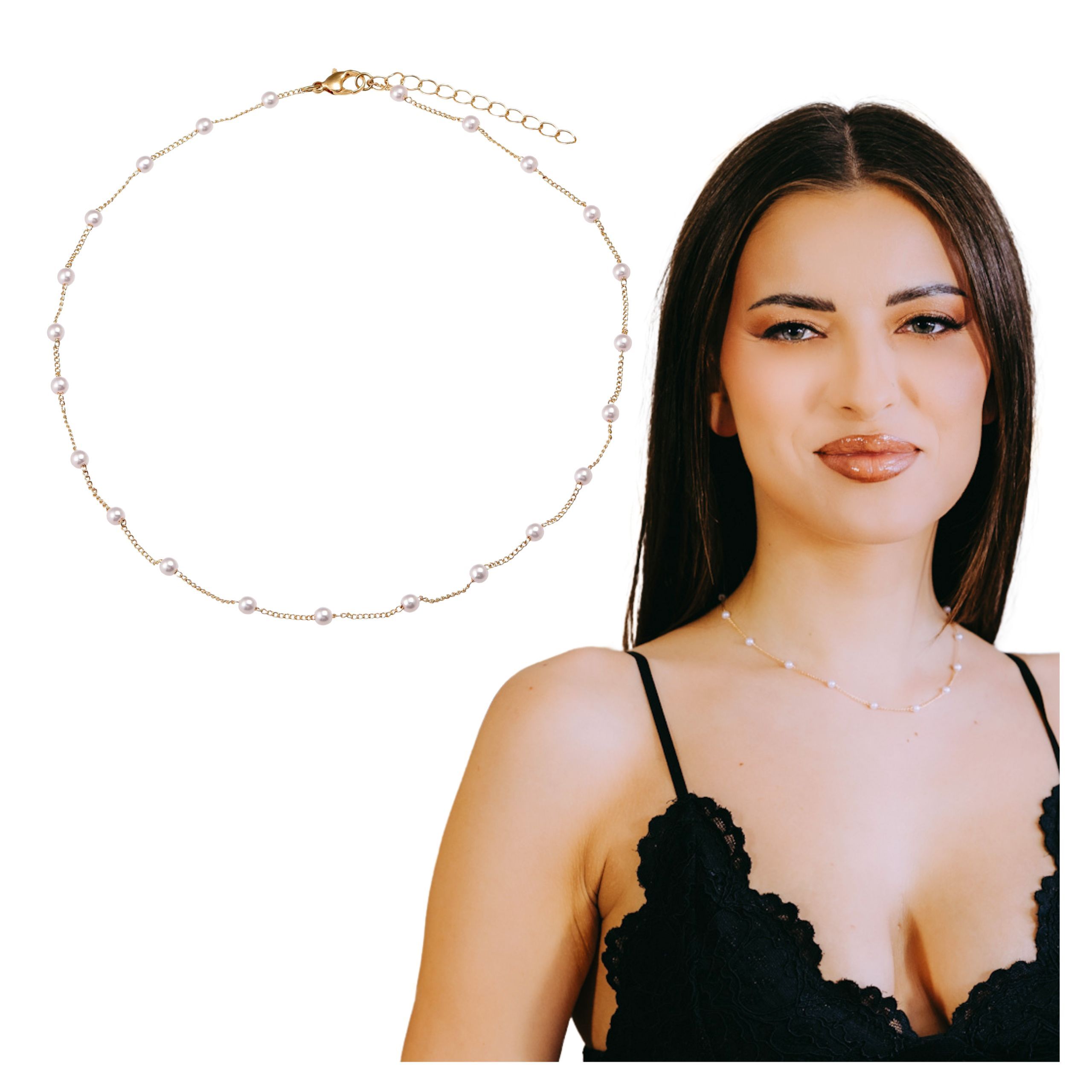  Halskette mit perlen kette mit perlen golden subtelny kette modisch