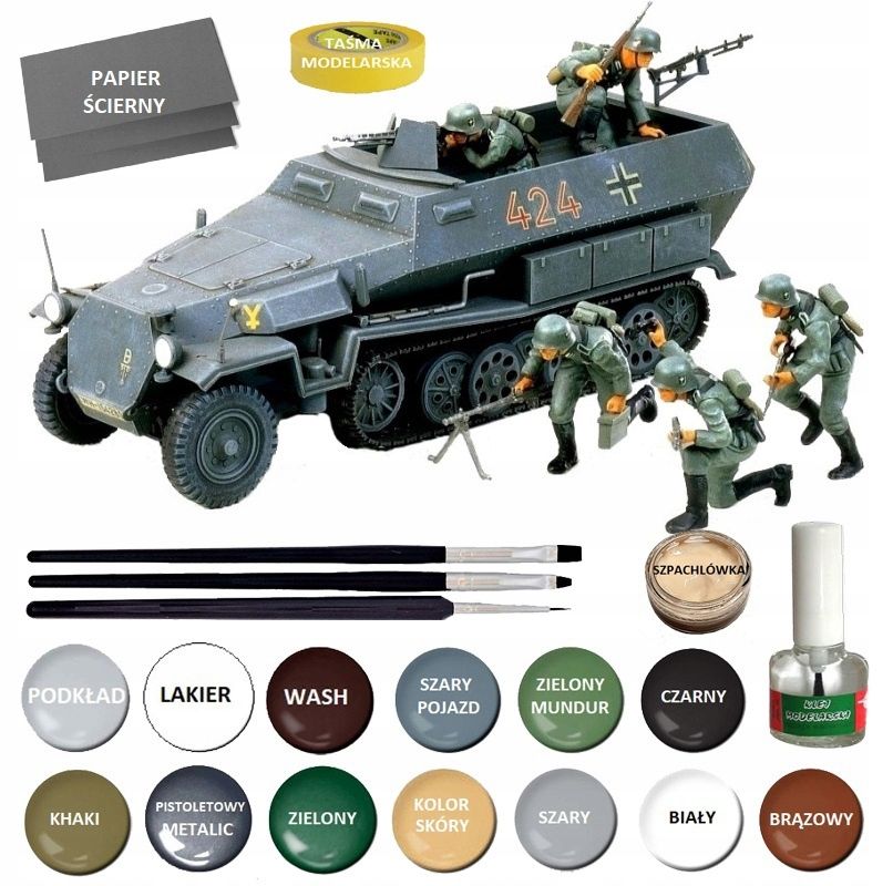  Modelis cisterna pantera tank panther type g + akrila krāsas modeļiem. aksesuāri