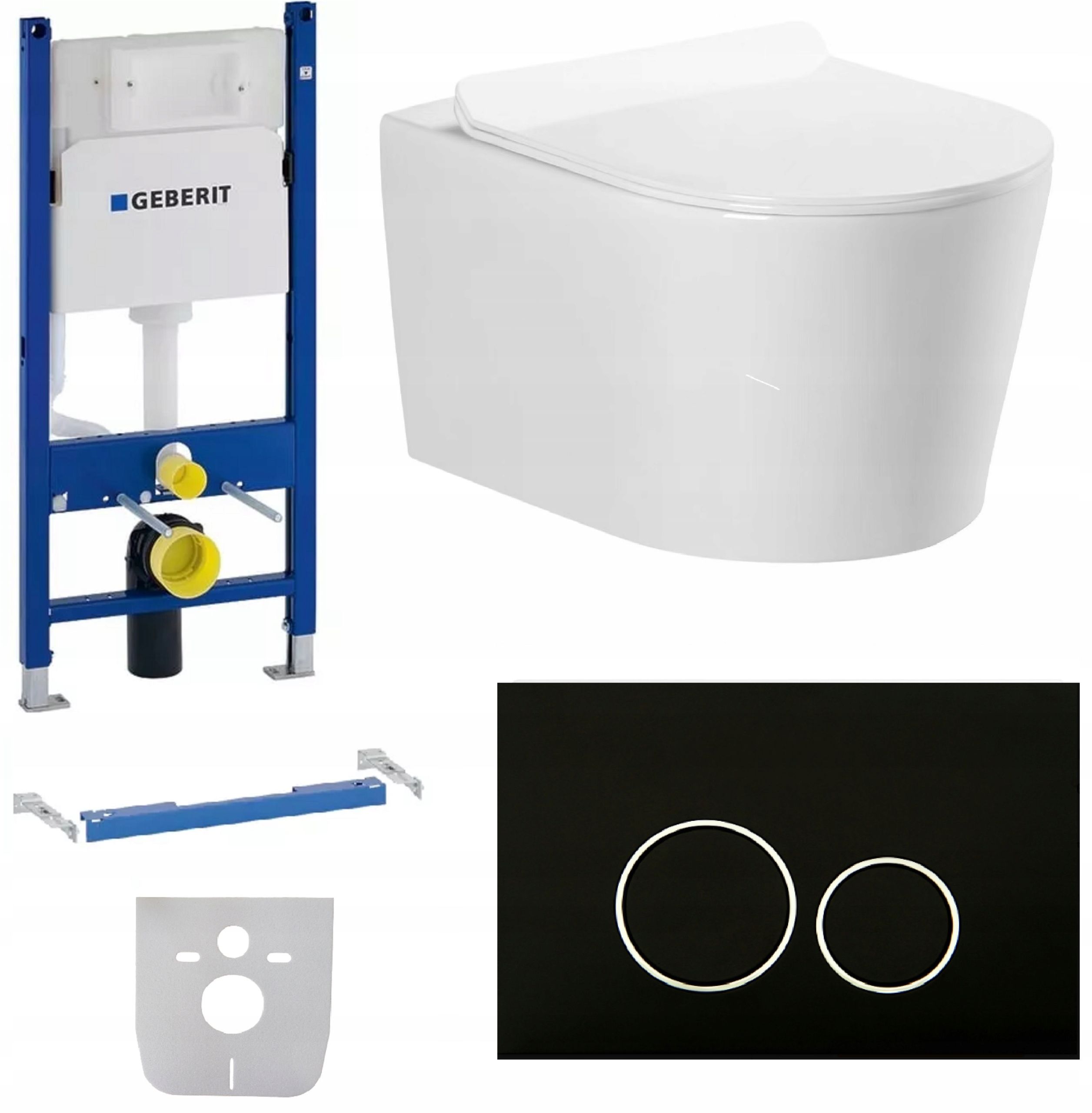  Wc rāmja komplekts geberit + atslēga + tualetes pods melns matēts + dēlis w/o+fresh