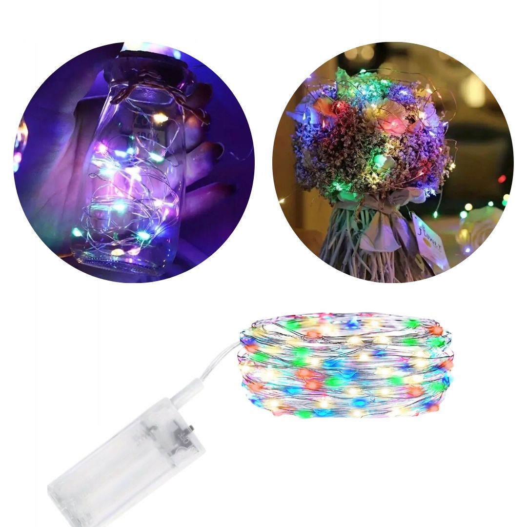  Gaismas led ar baterijām spuldzes silti balta gaisma 10m dekoratīvs uz stieples