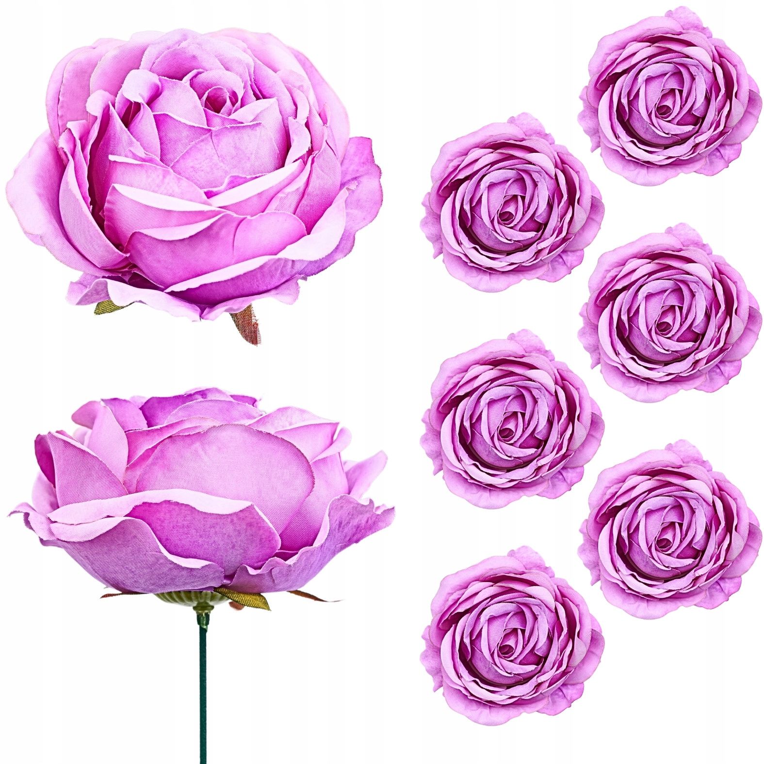  6x dirbtinės gėlės rožė wyrobowa galva komplektas 10cm violetinė