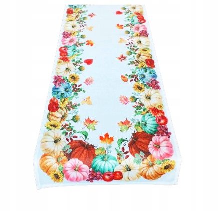  Autumn table runner on the table 60x120 cm yellow orange color squirrel hedgehog