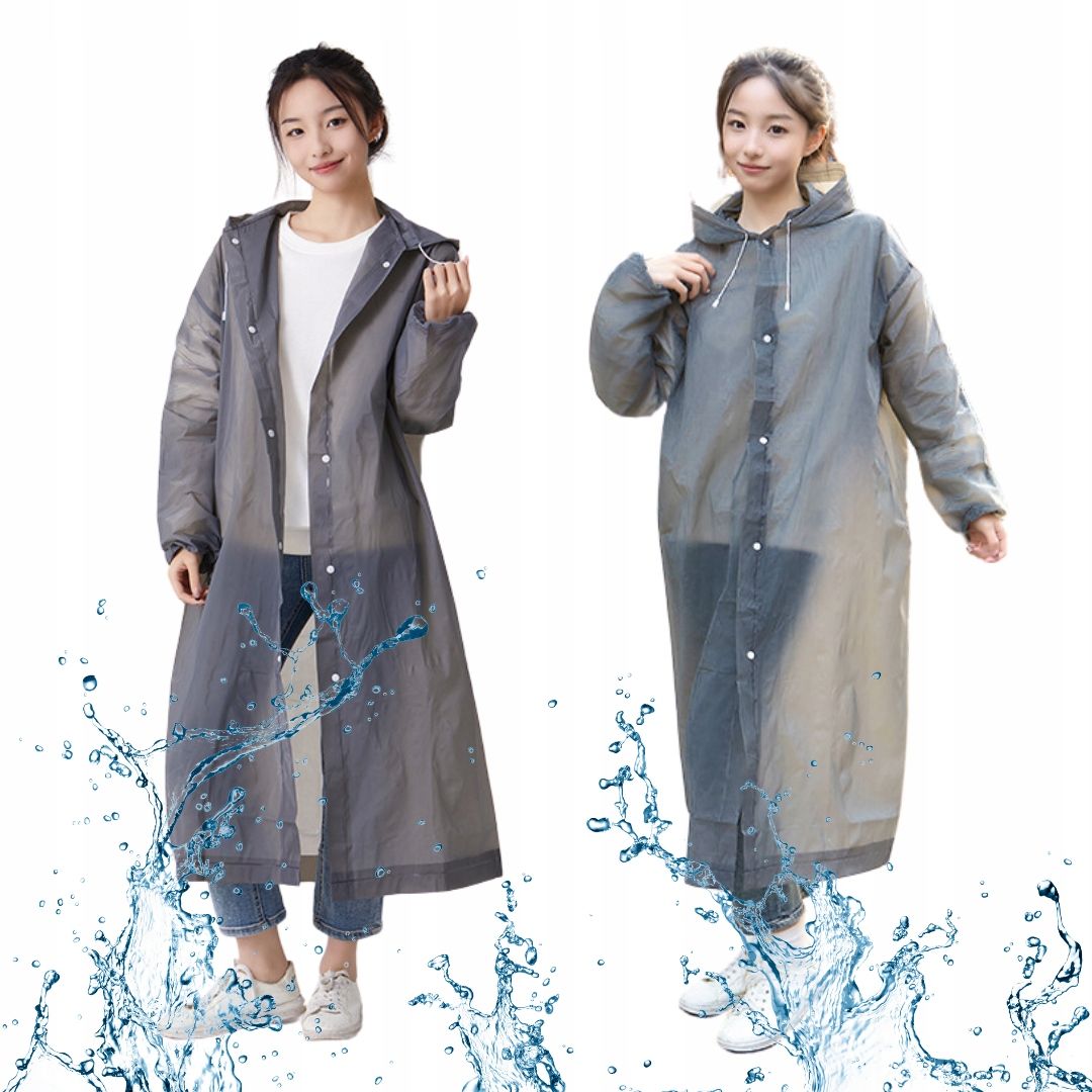  Raincoat with hood detachable cape universal grey