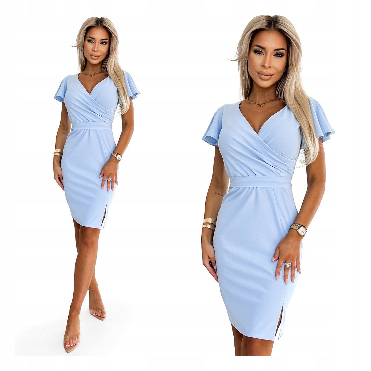  Damenkleid elegant kleid mit ausschnitt i kurz ärmel