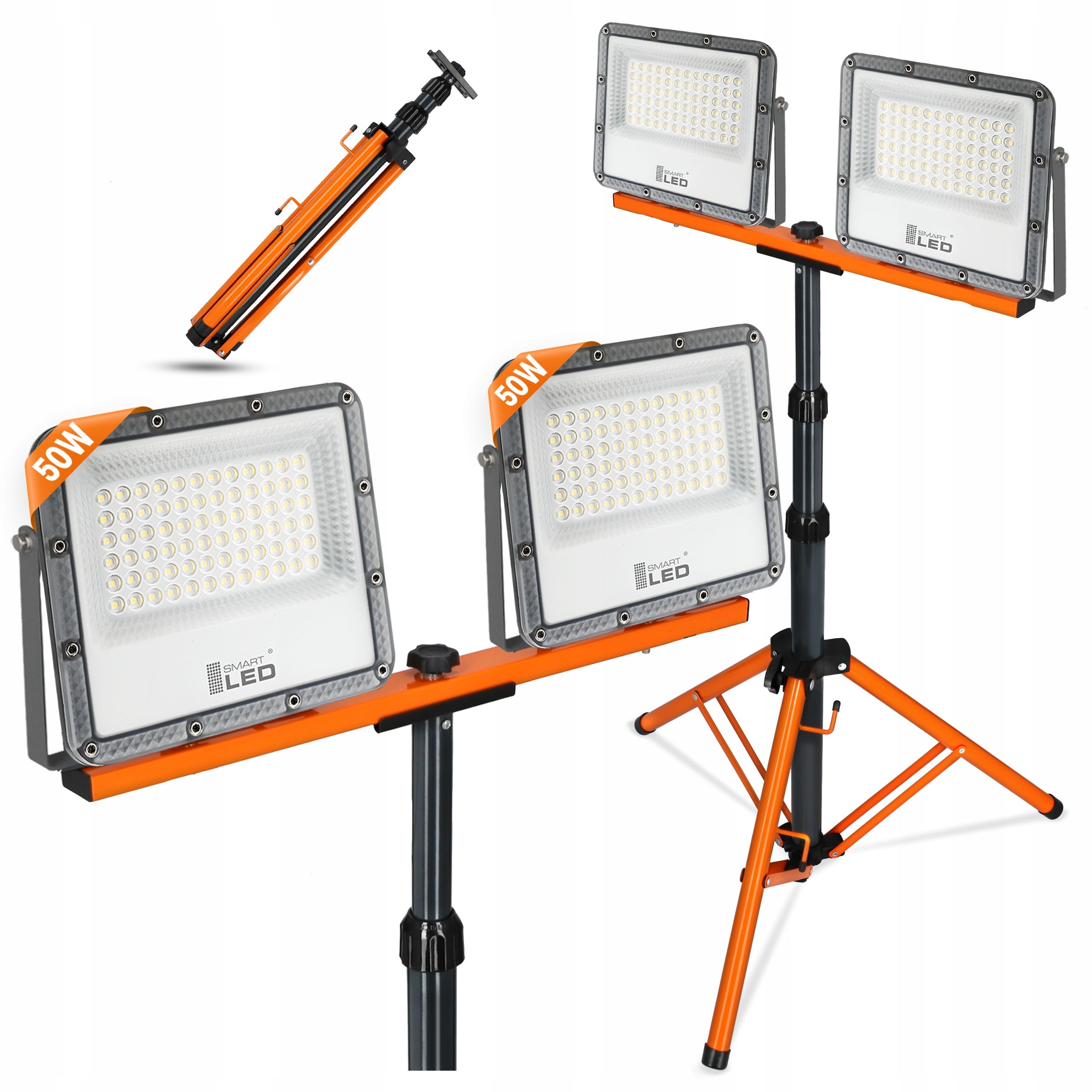  Led halogen stand construction spotlight 2x 50w 11000lm lamp on a stand
