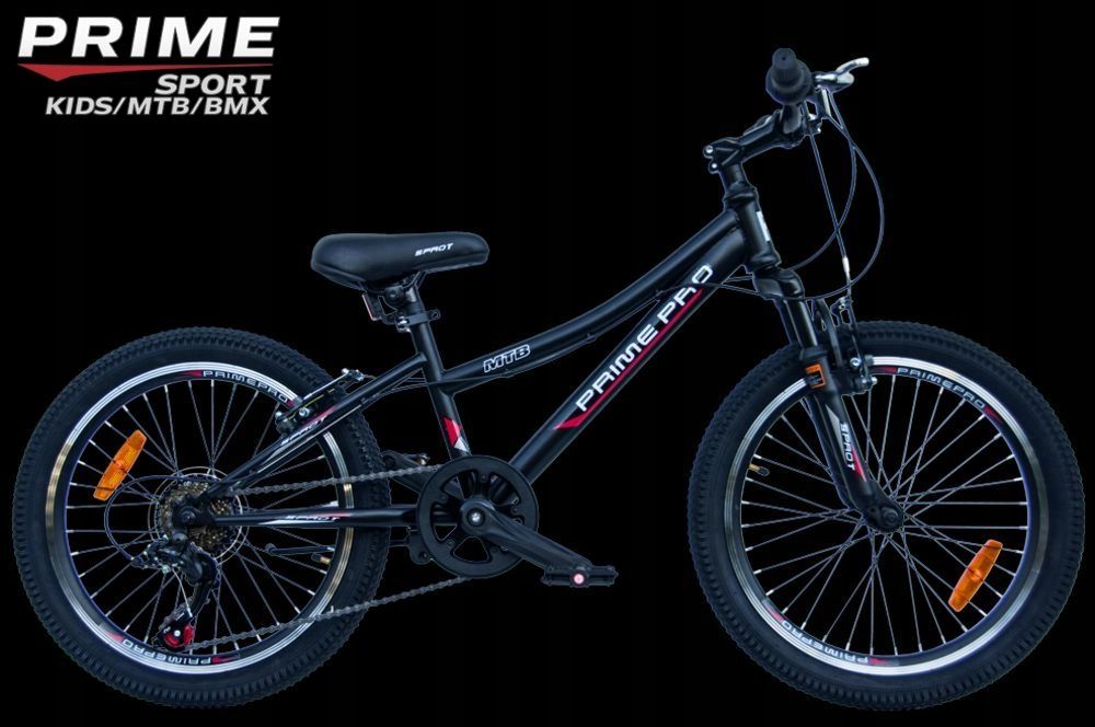  Bicycle 20" mtb prime pro boy 7-gears - shimano - shock absorber - black semi-matte