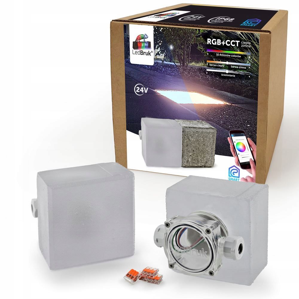  Šviečiančios trinkelės led apšvietimas į polbruk commix 20x10 rgb + cct