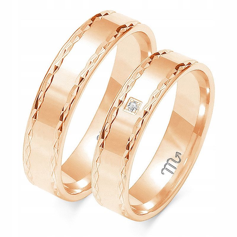  Laulību gredzeni zeltaini 14k 4 mm cirkoni id a-159