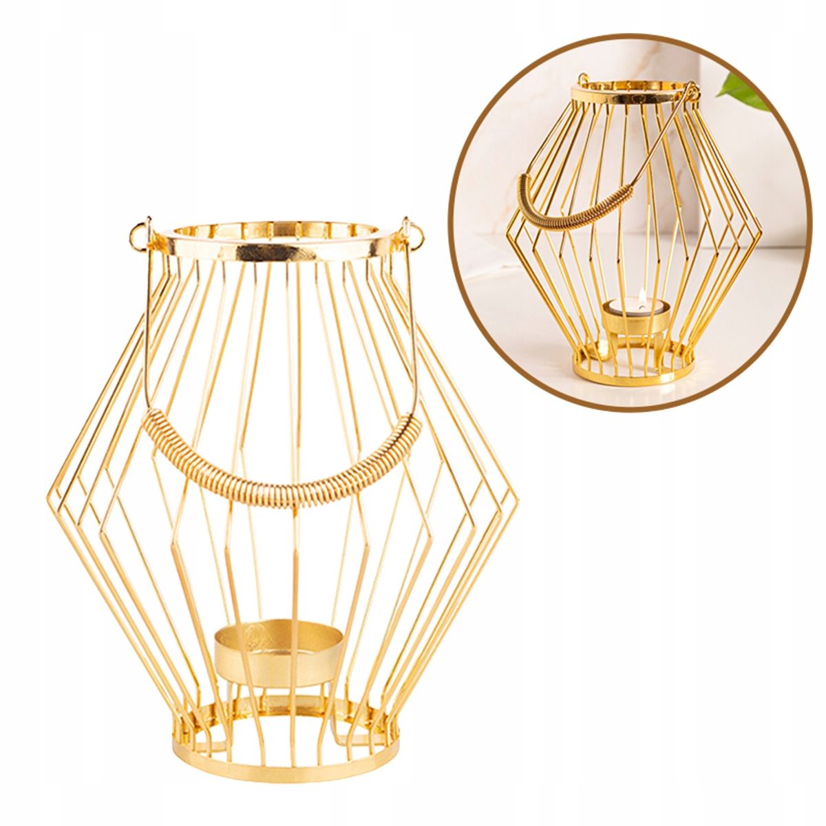  Kuldne küünlajalg metallist lamp terrassid klaasist sisetükiga altom design