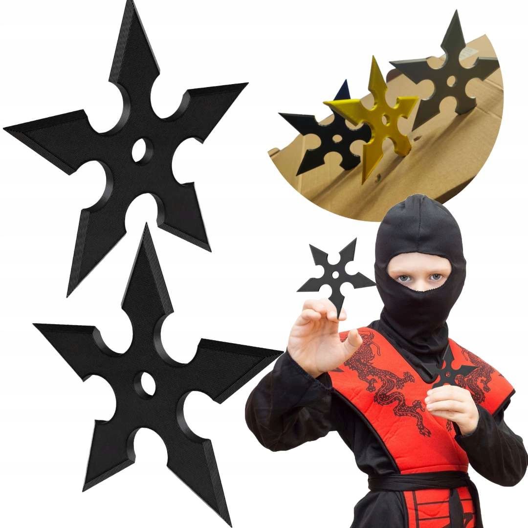  Hvězdy házení shurikeny dodatek za kostým ninja nindzy černá barva 2 ks.