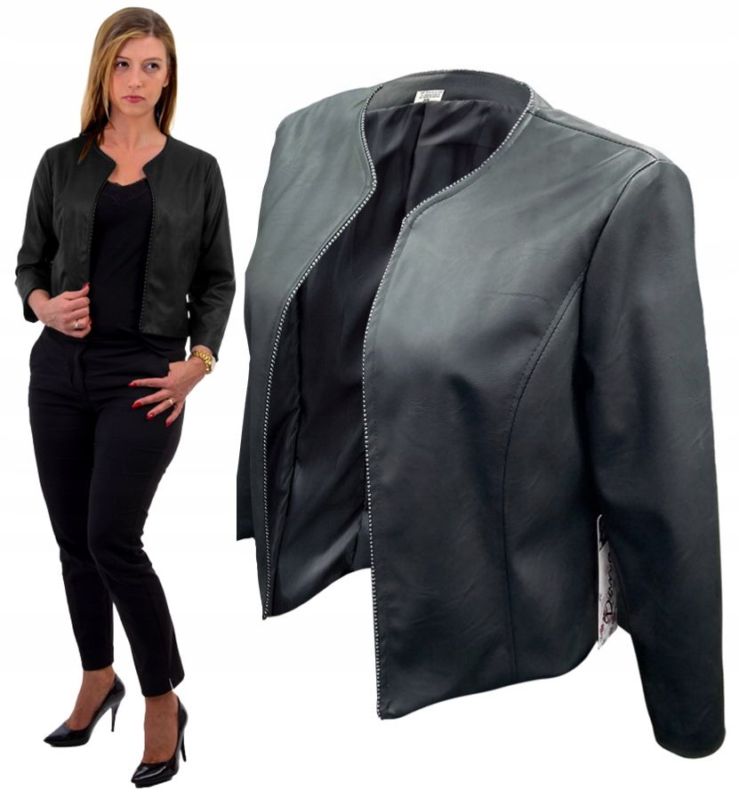  Bolero öko-leder jacke beige mit futter polnisches produkt größe 36