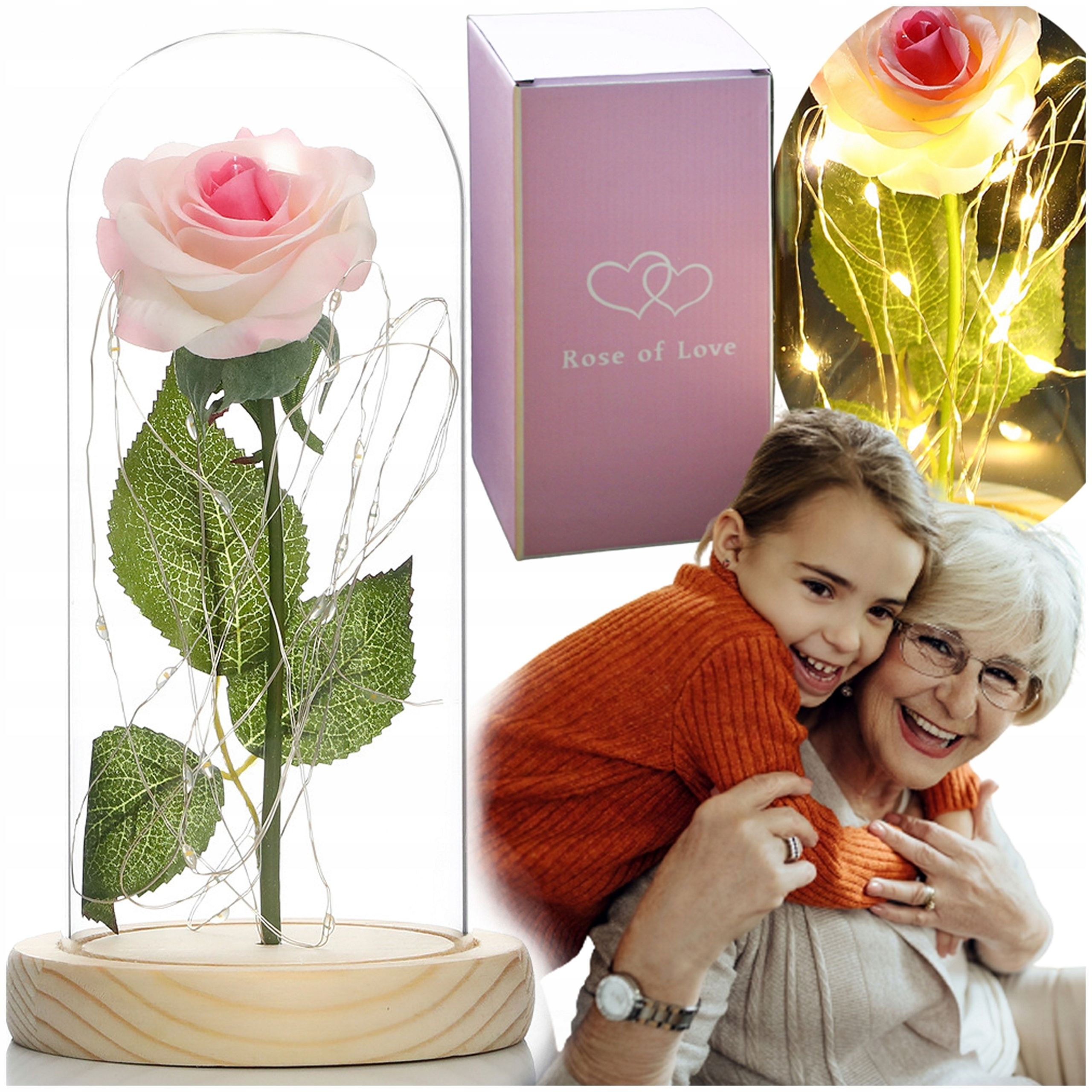  Imeline kunstlik igavene roos klaasis kuppel led koos mängukaru i love you patareid