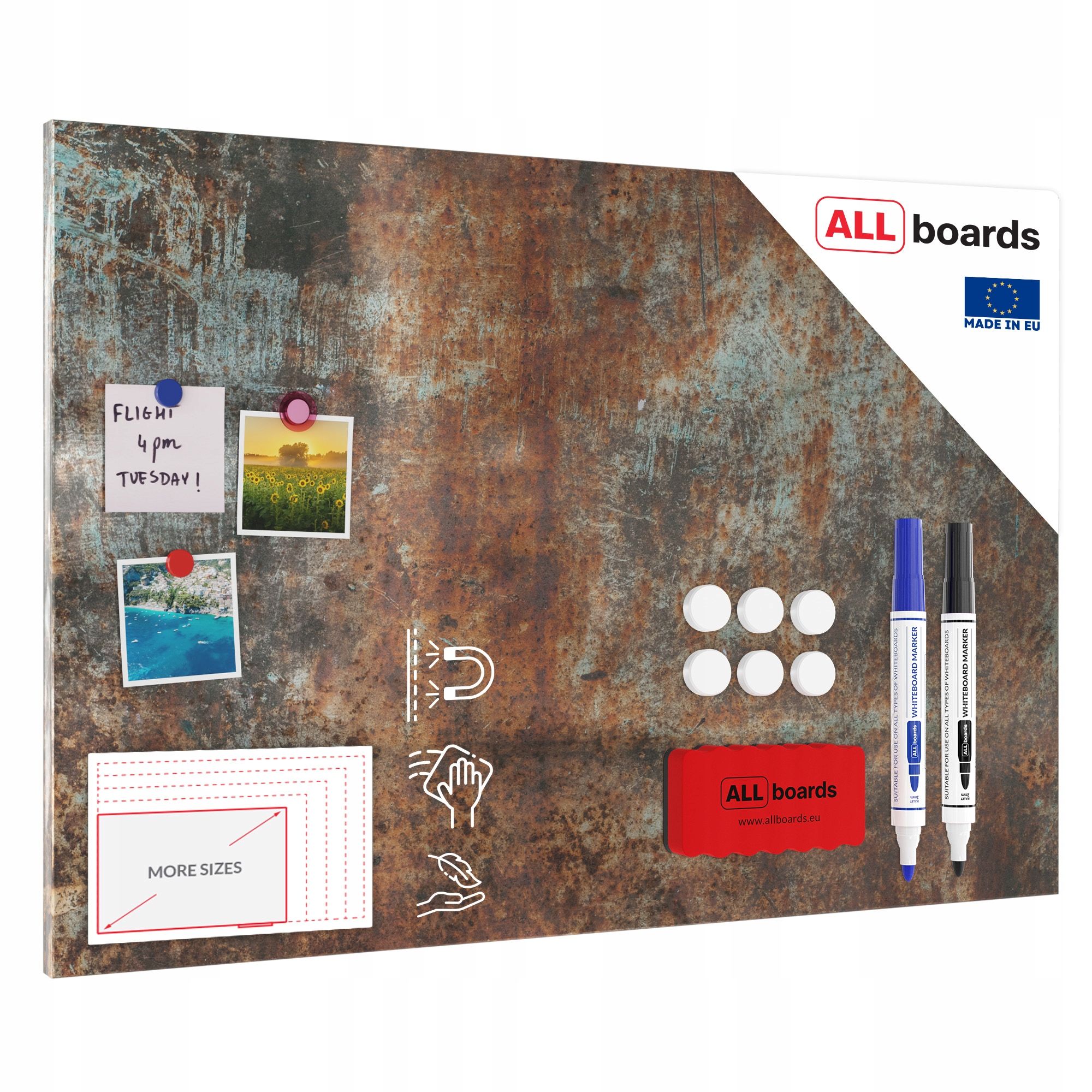  Dēlis magnētisks magnētiem metalboards, masīvkoka 90x60 cm + bezmaksas dāvanas
