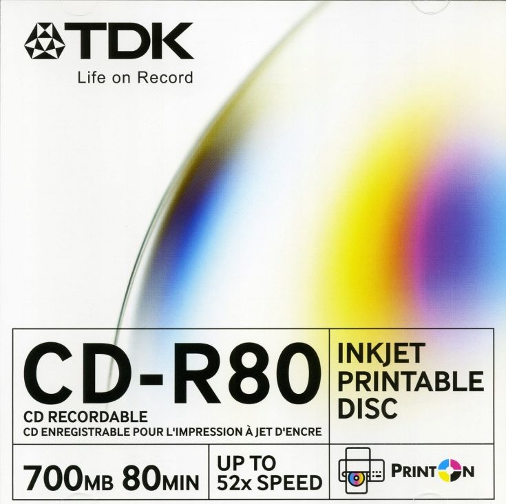  Tdk cd-r printable japan 1 tk. ümbrik cd