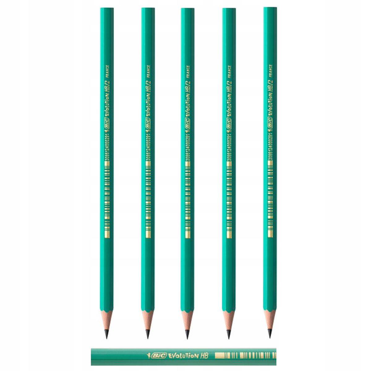  6 pcs. x pencil bic evolution original hb/2 from resin bezdrzewnej