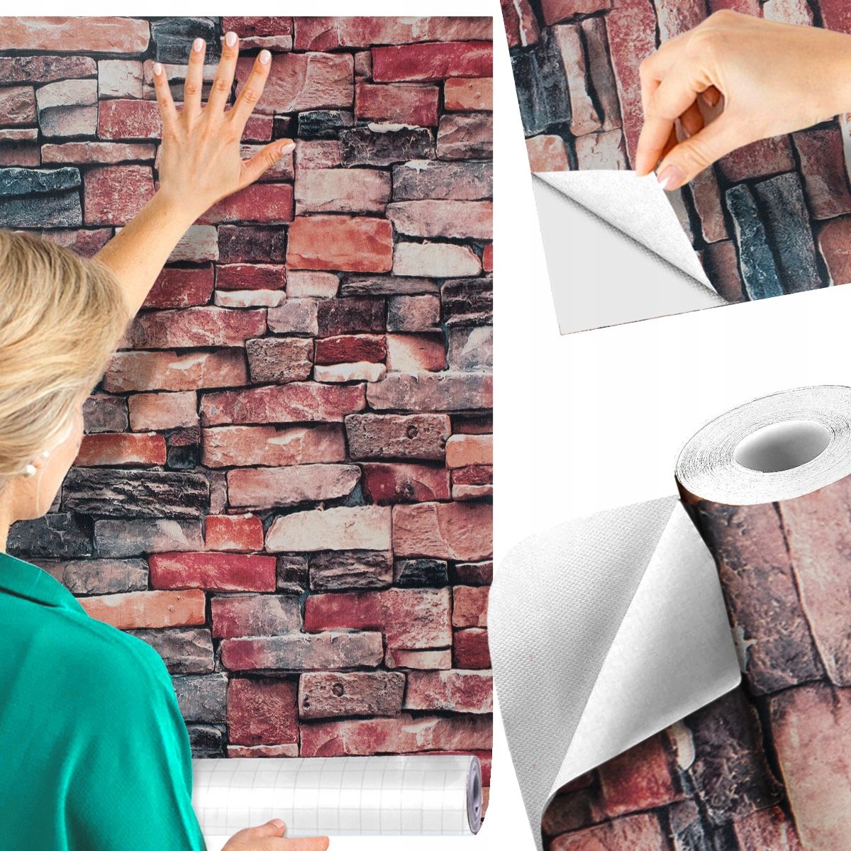  Lipnūs tapetai plėvelė vinilo akmuo efektas 3d imitacija 10m