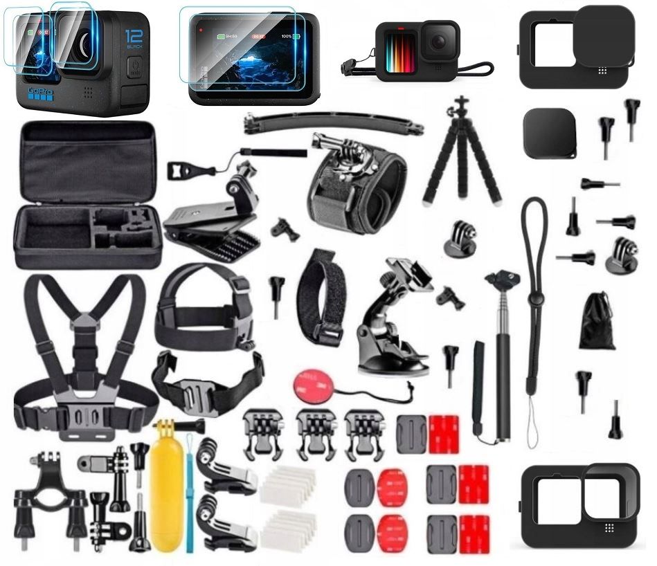  Niezrownany set xxxx-l gopro 13-8 dji osmo action + glass x6 + case pro