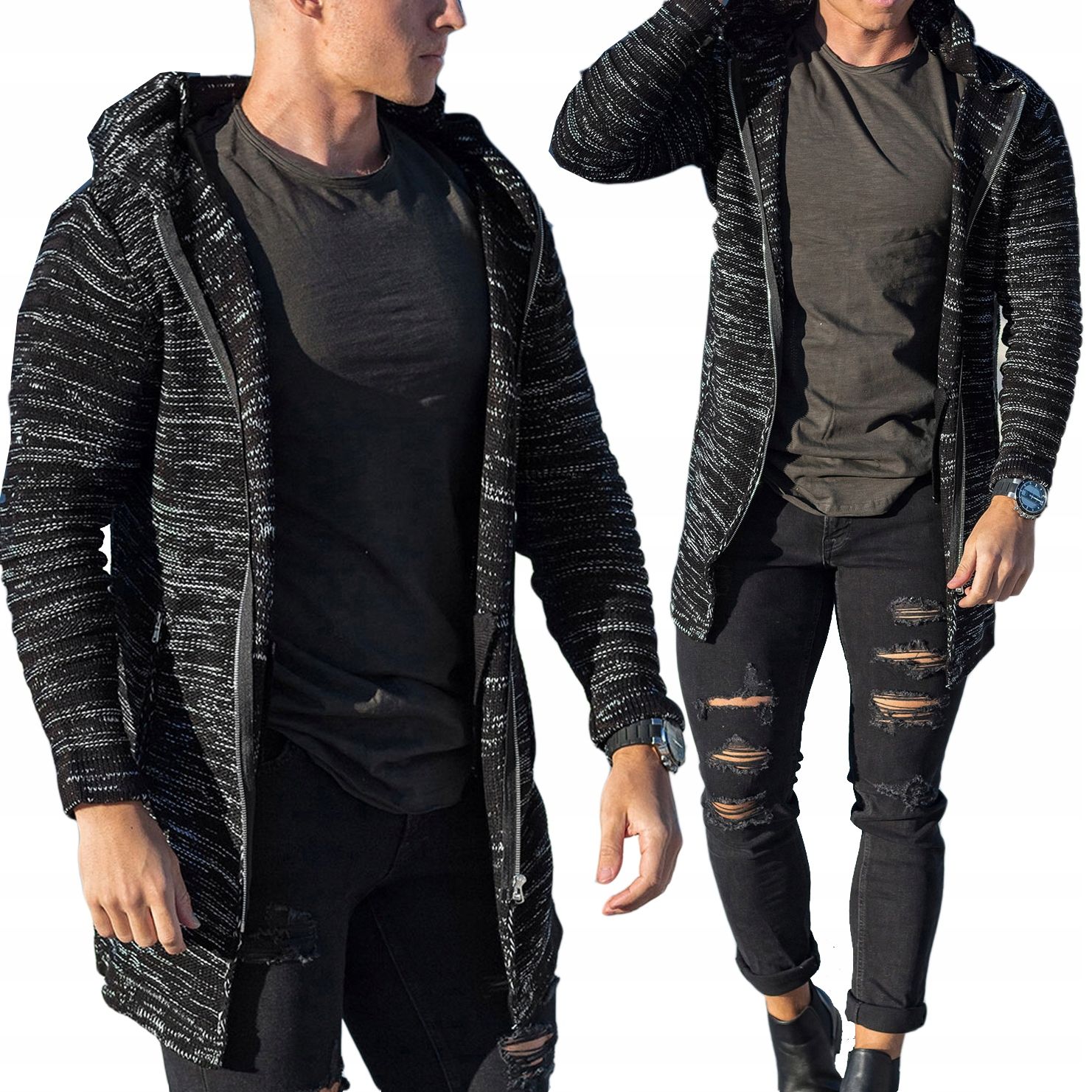  Cardigan sweater extended with hood sweater castle